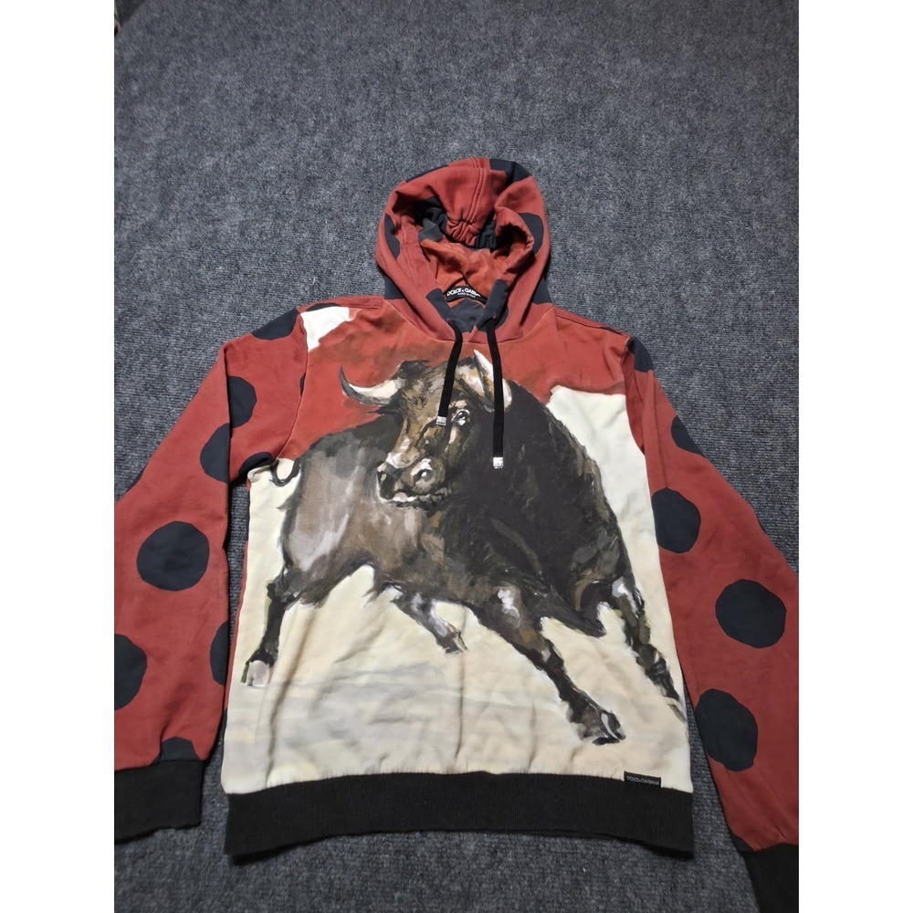 Dolce & Gabbana Bull Print Polka Dot Hoodie Jacket IT 48/US M Made in Italy - Picture 2 of 9